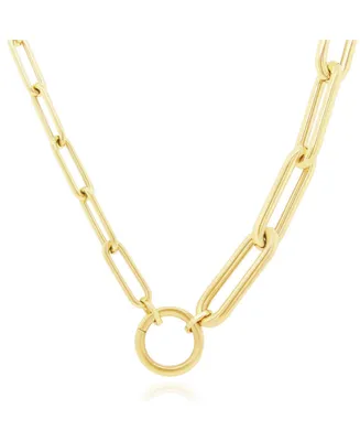 The Lovery Half & Half Paperclip Charm Holder Chain Necklace 14K Gold