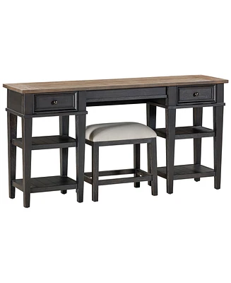 Dawnwood 60" Wood Sofa Writing Table with Stools, Created for Macy's