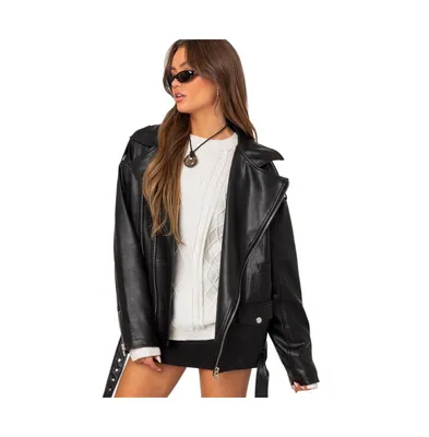Edikted Women's Wrenley oversized faux leather jacket