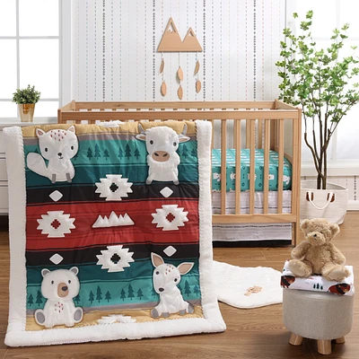 The Peanutshell Western Woods Cotton Crib Bedding Set for Baby Boys, 4 Pieces