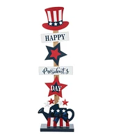Glitzhome 35.75" H Patriotic, Americana Wooden Top Hat Porch Sign