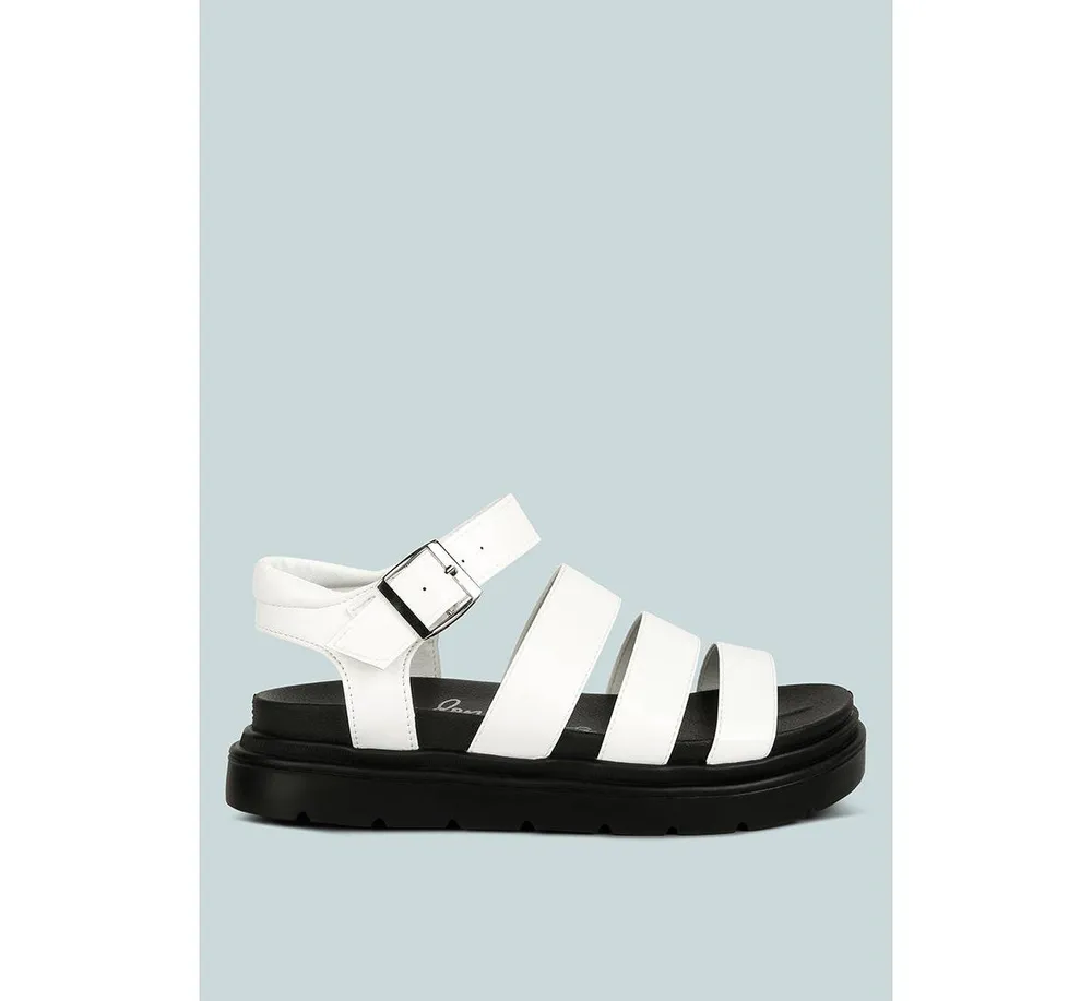 Womens Belcher Faux Leather Gladiator Sandals