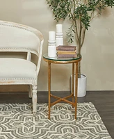 Rosemary Lane 18" x 18" x 23" Aluminum Textured Glass Tabletop Accent Table