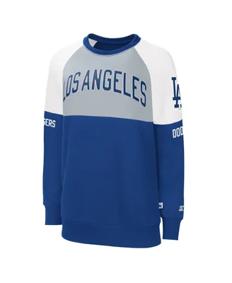 Women's Starter Royal, Gray Los Angeles Dodgers Baseline Raglan Pullover Sweatshirt