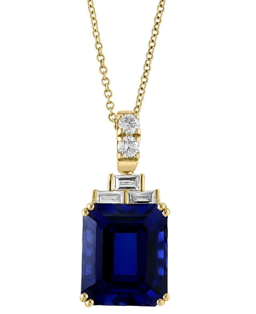 Effy Lab Grown Sapphire (10 ct. t.w.) & Lab Grown Diamond (1/2 ct. t.w.) 18" Pendant Necklace in 14k Gold