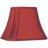 Crimson Red Cut-Corner Medium Lamp Shade 8" Wide and 6" Deep at Top x 14" Wide and 11" Deep at Bottom x 11" High (Spider) Replacement with Harp and Fi
