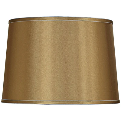 Sydnee Gold with Silver Trim Large Drum Lamp Shade 14" Top x 16" Bottom x 11" Slant (Spider) Replacement with Harp and Finial
