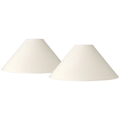 Set of 2 Chimney Lamp Shades White Large 6" Top x 23" Bottom x 13.5" Slant x 10.5" High Spider with Replacement Harp and Finial Fitting