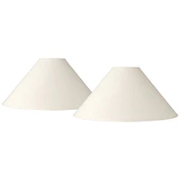 Set of 2 Chimney Lamp Shades White Large 6" Top x 23" Bottom x 13.5" Slant x 10.5" High Spider with Replacement Harp and Finial Fitting