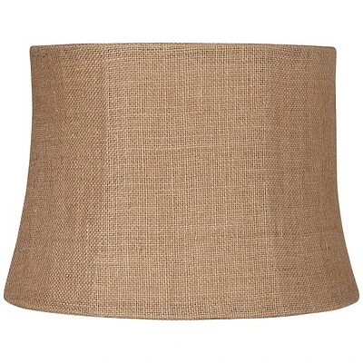 Natural Burlap Medium Drum Lamp Shade 12" Top x 14" Bottom x 10" High (Spider) Replacement with Harp and Finial - Springcrest