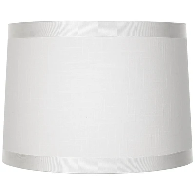 Off-White Fabric Medium Drum Lamp Shade 13" Top x 14" Bottom x 10" High (Spider) Replacement with Harp and Finial - Springcrest