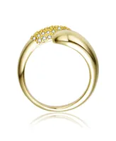 14K Gold Plated with Fine Cubic Zirconia Bypass Ring