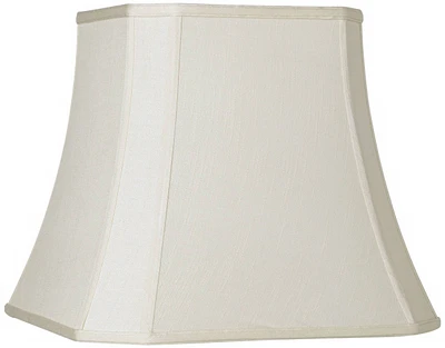 Creme Medium Square Cut Corner Lamp Shade 10.5" Top x 16" Bottom x 14" Slant x 13.5" High (Spider) Replacement with Harp and Finial - Imperial Shade