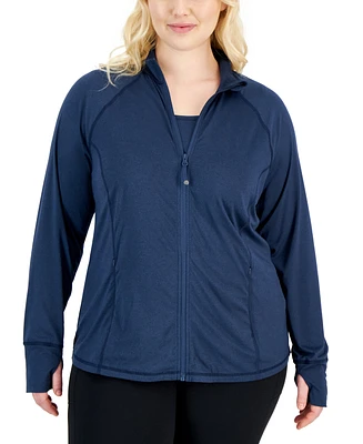 Id Ideology Plus Size Zip-Front Long Sleeve Jacket, Created for Macy's