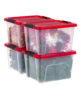 Iris Usa 20 Qt. Plastic Storage Bins with Lids, Clear, Latching, Stackable, Totes 4Pk