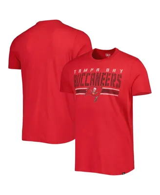 Men's '47 Brand Red Distressed Tampa Bay Buccaneers Team Stripe T-shirt