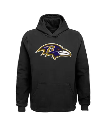 Big Boys Black Baltimore Ravens Team Logo Pullover Hoodie