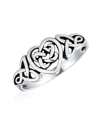 Bling Jewelry Dainty Best Friends Irish Celtic Love Knots Bff Infinity Heart Promise Ring 1MM Band Oxidized Sterling Silver