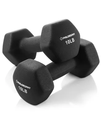 Philosophy Gym Neoprene Dumbbell Hexagon Hand Weights, 10 lb Pair - 20 lb Total