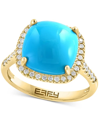 Effy Turquoise & Diamond (1/4 ct. t.w.) Halo Ring in 14k Gold