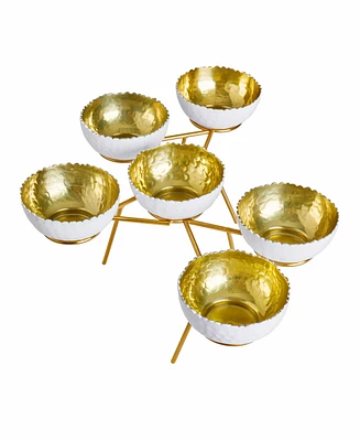 Godinger Signature Collection Enamel Gold-Tone Stainless Bowls on Stand