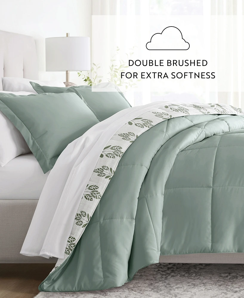 ienjoy Home Folk Leaves 3-Piece Comforter Set, Full/Queen