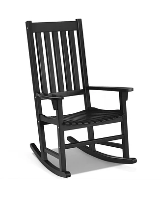 Vebreda Indoor Outdoor Wooden High Back Rocking Chair