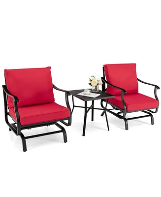 3 Piece Patio Rocking Chair Set with Coffee Table