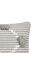 Josie Boulder Pillow Gray 14" x 22" Rectangle Soft Woven Pillow For Couch Sofa Bed Chair Cotton