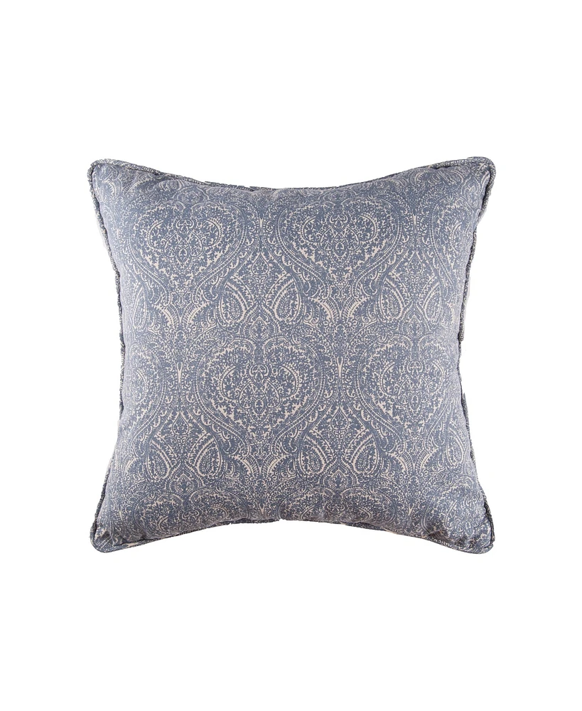 18" x 18" Desiree Damask Blue Cotton Decor Throw Pillow