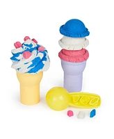 Kinetic Sand, Soft Serve Station with 14 oz of Play Sand Blue, Pink and White ,2 Ice Cream Cones and 2 Tools