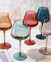 The Wine Savant Pastel Large Colored Crystal Wine Glass, Set of 6