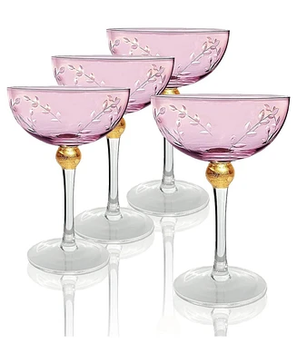 The Wine Savant Pallo Tinted Glass Crystal Champagne Saucer, 9 oz Set of 4