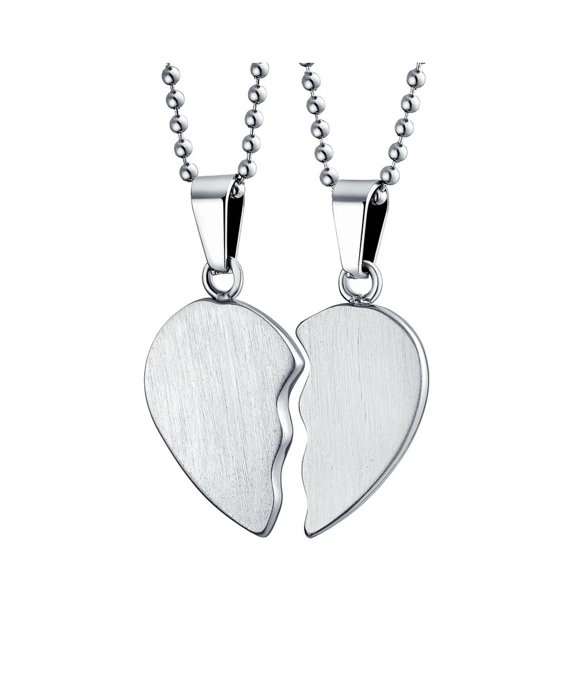Bling Jewelry Bff Mother Daughter Breakable Split 2 pcs Set Broken Heart Break Apart Puzzle Pendant Necklace Mom Stainless Steel