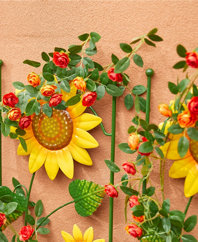 Glitzhome 48" H Metal Sunflowers Garden Trellis, Garden Stakes