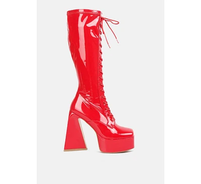 Snowflakes High Platform Calf Boots