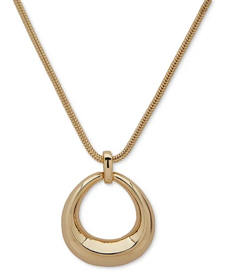 Anne Klein Gold-Tone Open Oval Pendant Necklace, 16" + 3" extender