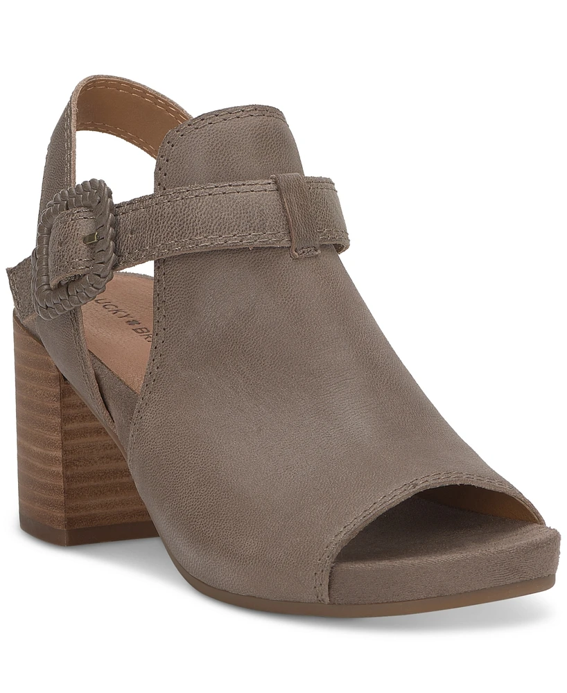 Lucky Brand Women's Juliane Cutout Slingback Block Heel Sandals