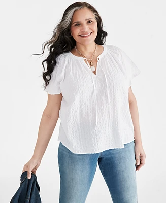 Style & Co Plus Flutter-Sleeve Top, Exclusively at Macy's