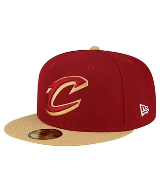 Men's New Era Wine, Gold Cleveland Cavaliers 2-Tone 59FIFTY Fitted Hat