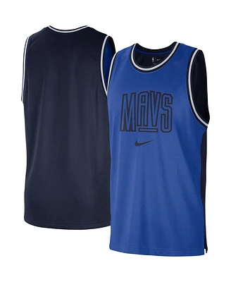 Men's Nike Blue, Navy Dallas Mavericks Courtside Versus Force Split Dna Performance Mesh Tank Top