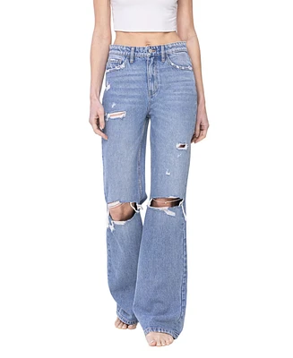 Flying Monkey Women's Super High Rise 90'S Vintage-like Flare Jeans