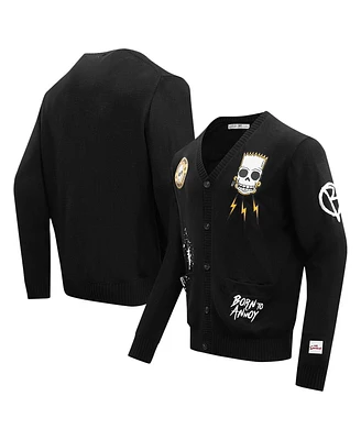 Men's Freeze Max Black The Simpsons Bart Skeleton Button-Up Cardigan
