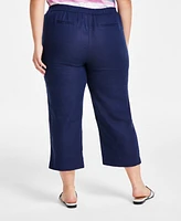 Charter Club Plus 100% Linen Cropped Pants, Exclusively at Macy's