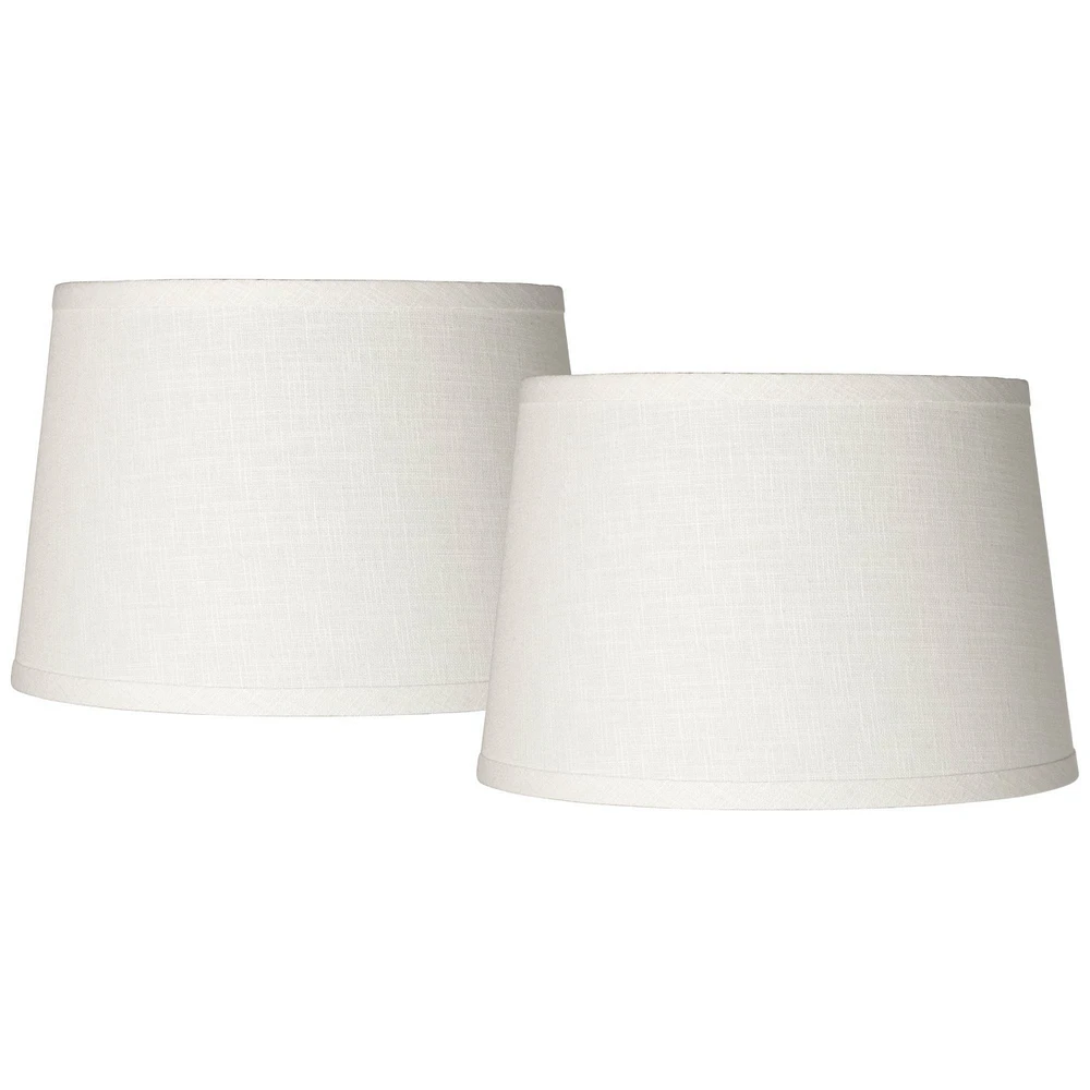 Set of 2 White Small Hardback Drum Lamp Shades 10" Top x 12" Bottom x 8" High (Spider) Replacement with Harp and Finial - Spring crest