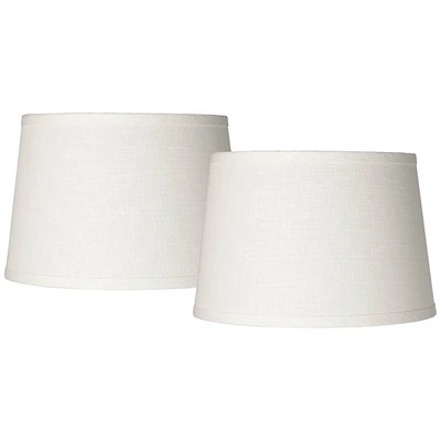 Set of 2 White Small Hardback Drum Lamp Shades 10" Top x 12" Bottom x 8" High (Spider) Replacement with Harp and Finial - Spring crest