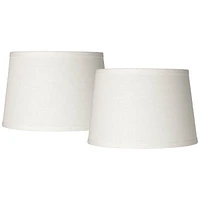 Set of 2 White Small Hardback Drum Lamp Shades 10" Top x 12" Bottom x 8" High (Spider) Replacement with Harp and Finial - Spring crest