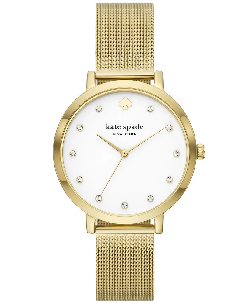 kate spade new york Women's Monterey Three-Hand Gold-Tone Stainless Steel Mesh Watch 38mm, KSW9056