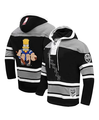 Men's Freeze Max Bart Simpson Gray, Black The Simpsons Puckhead Hoodie Hockey Jersey