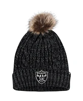 Women's '47 Brand Black Las Vegas Raiders Logo Meeko Cuffed Knit Hat with Pom